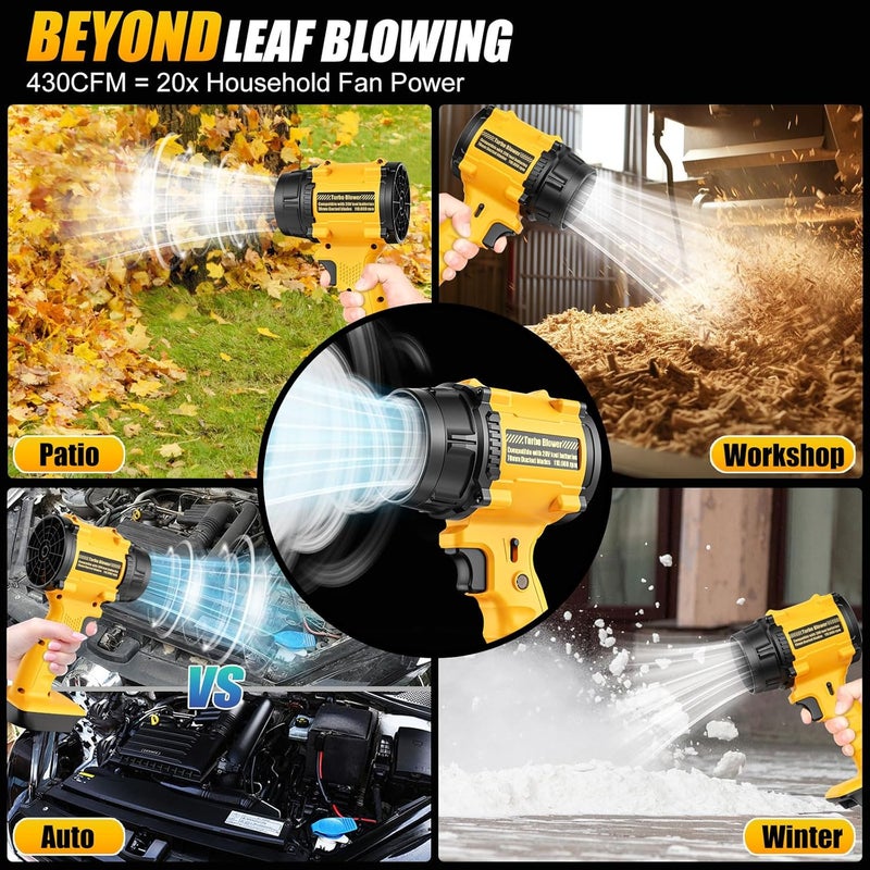 Dinftin Cordless Leaf Blower Compatible with for DeWalt 20V Battery, Mini Handheld Blower with 125MPH 430CFM Power, Lightweight Air Blower for Garage, Lawn & Home Use (Battery Not Included) - Image 5